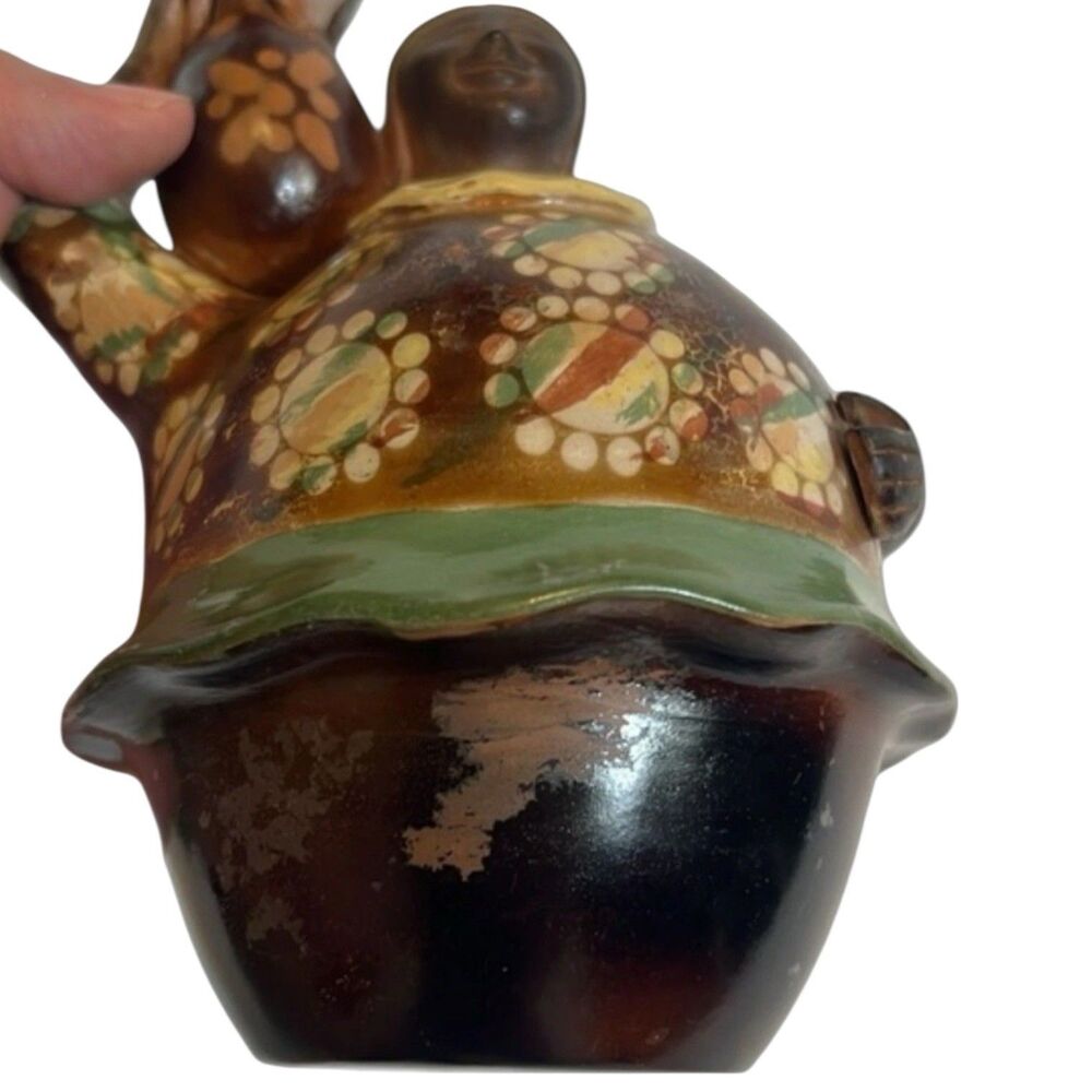 Rare Vintage Chulucanas Peru Signed Sandoval Valdez Pottery Figurine Folk Decor - Picture 4 of 11